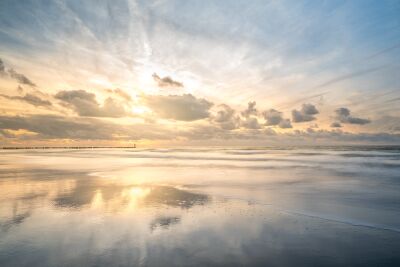 Fine Art landschap dreamy sunstet at the beach of Domburg