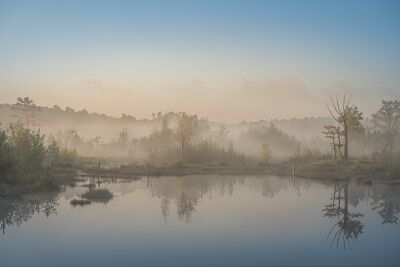 Fine Art Landscape of a Misty Sunrise by the Water