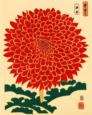 Rode Japanse Chrysant