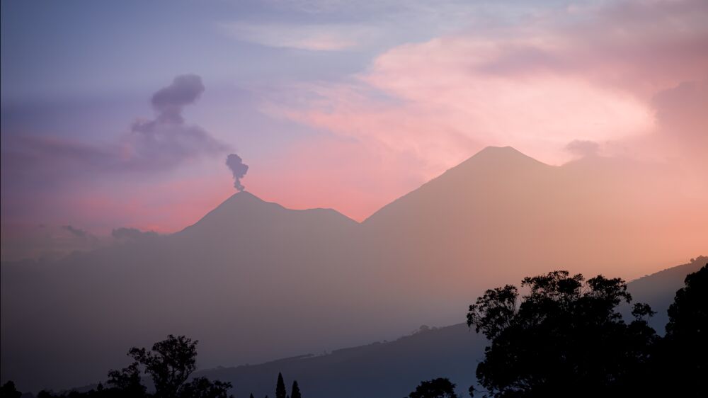 "Evening Glow Over the Volcanoes"