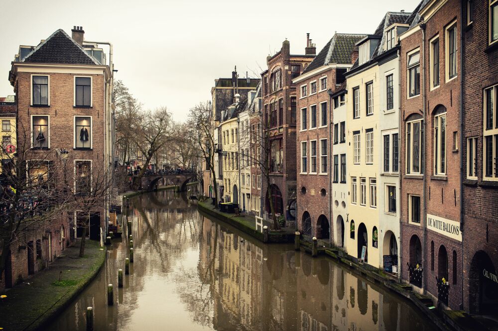 View of the Oudegracht and Lichte Gaard from the Maartensbrug in Utrecht