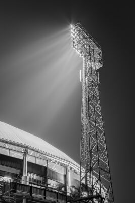 Stadium de Kuip located in Rotterdam Feijenoord with illuminated light pole