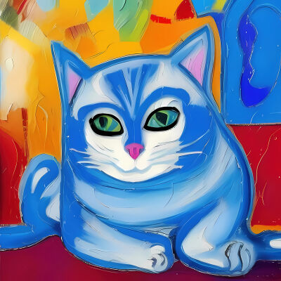 Vrolijke blauwe kat