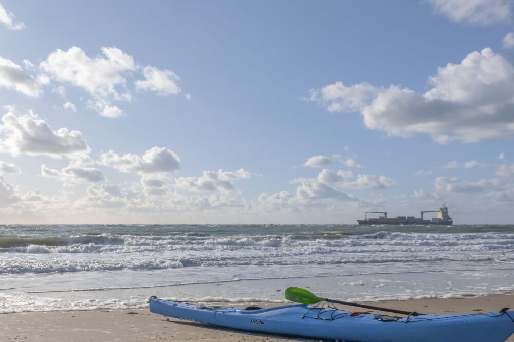 Canoe on the beach at Westkapelle / Netherlands