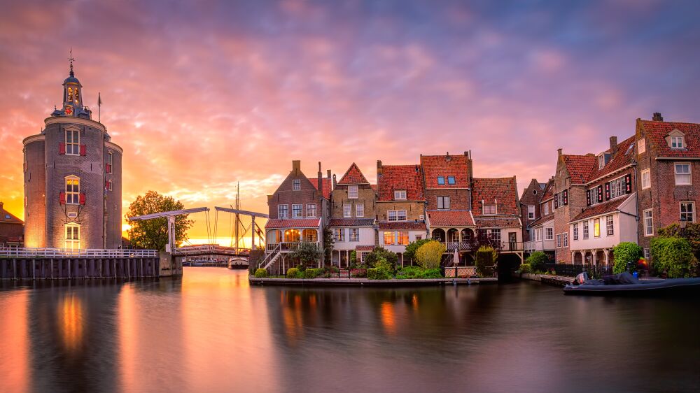 Glowing sunset in Enkhuizen