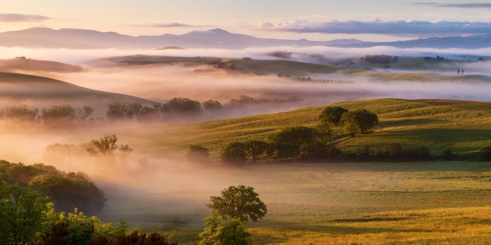 Heuvellandschap in Val d'Orcia Toscane Italië