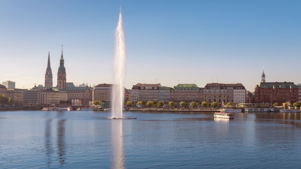 Skyline Alster Hamburg Duitsland