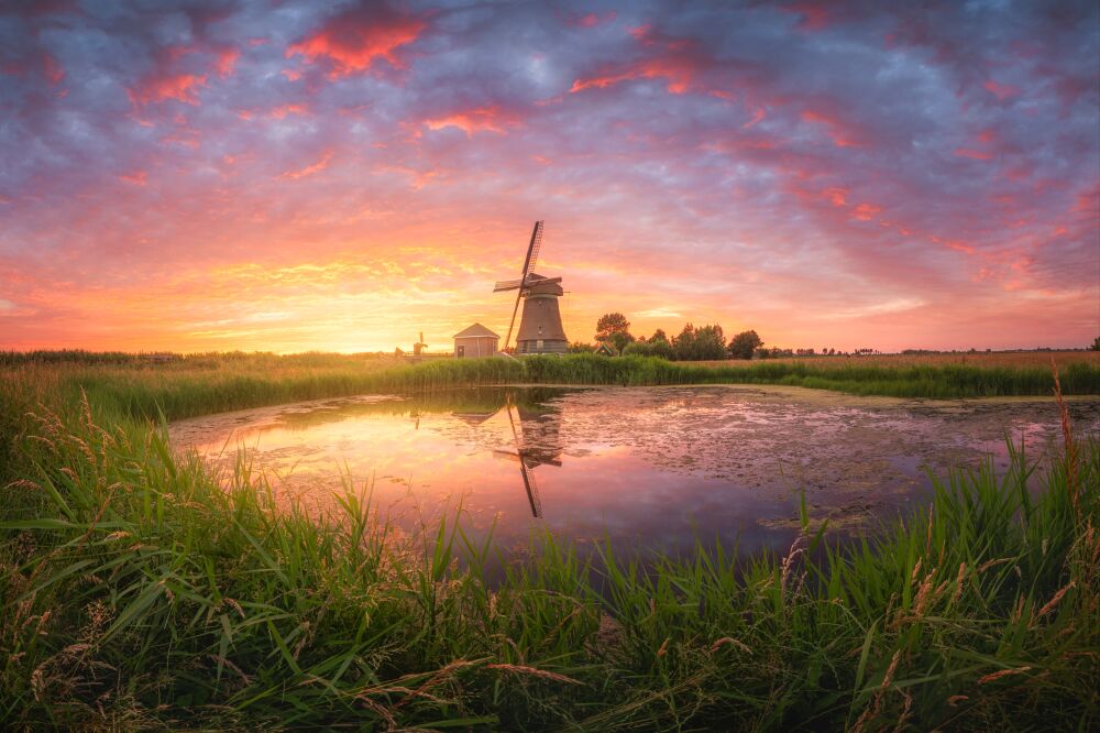 Zonsondergang in de Lage Hoek te Opmeer regio West-Friesland (Noord-Holland)