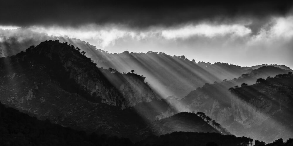 Sunlight in the mountain after the storm