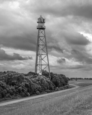 De vuurtoren van Campen Duitsland in Zwart Wit