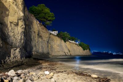 Zee nachtlandschap, Calpe, Spanje,