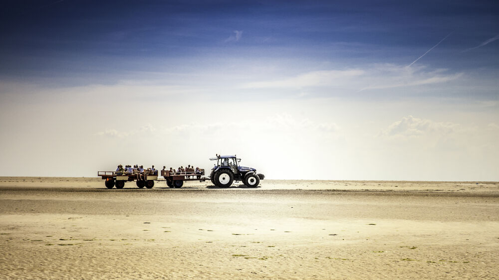 Met de trekker naar het strand van Ameland