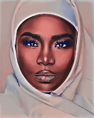 Zwarte vrouw met witte hijab