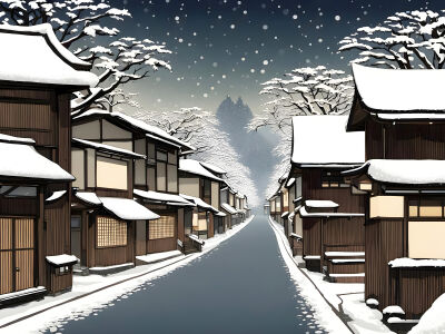 Japanse oude stad in de winter
