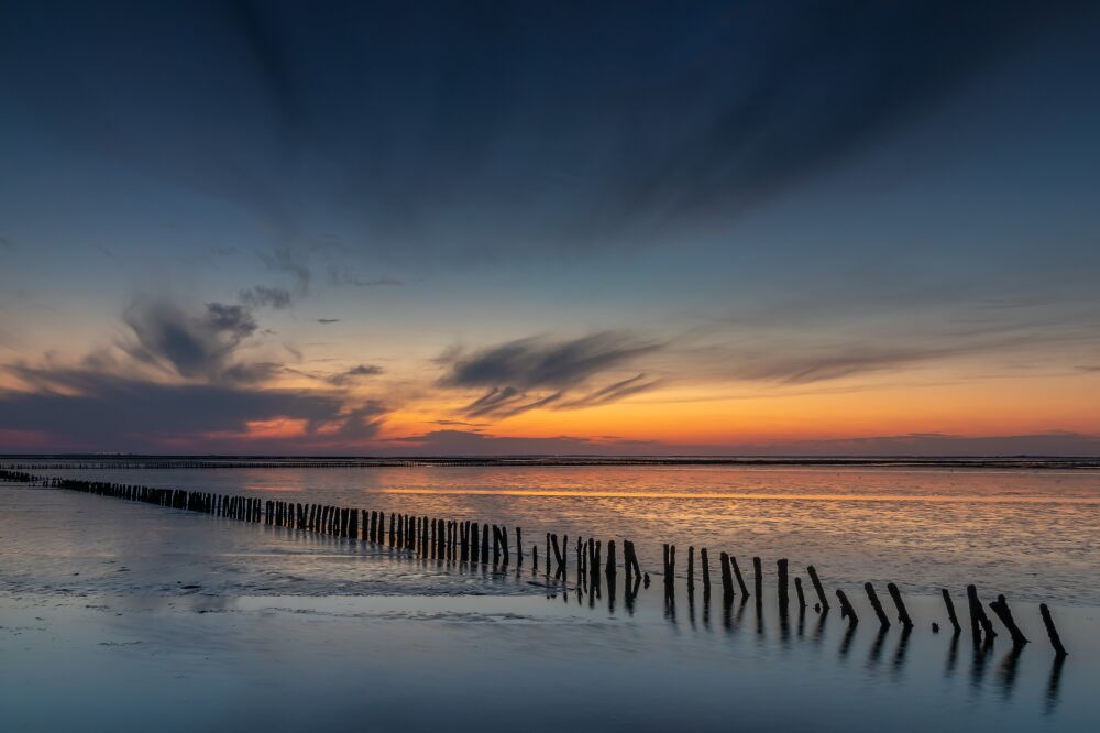 Zonsondergang aan de Waddenzee