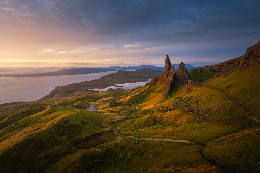 Zonsopkomst bij de beroemde Old man of Storr