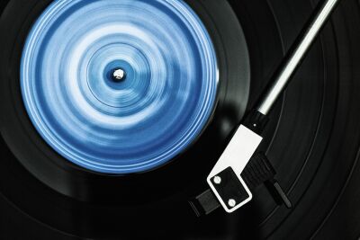 Spinning vinyl records (light blue)