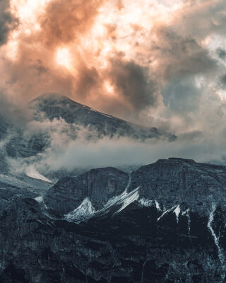 Moody sunset in the dolomites