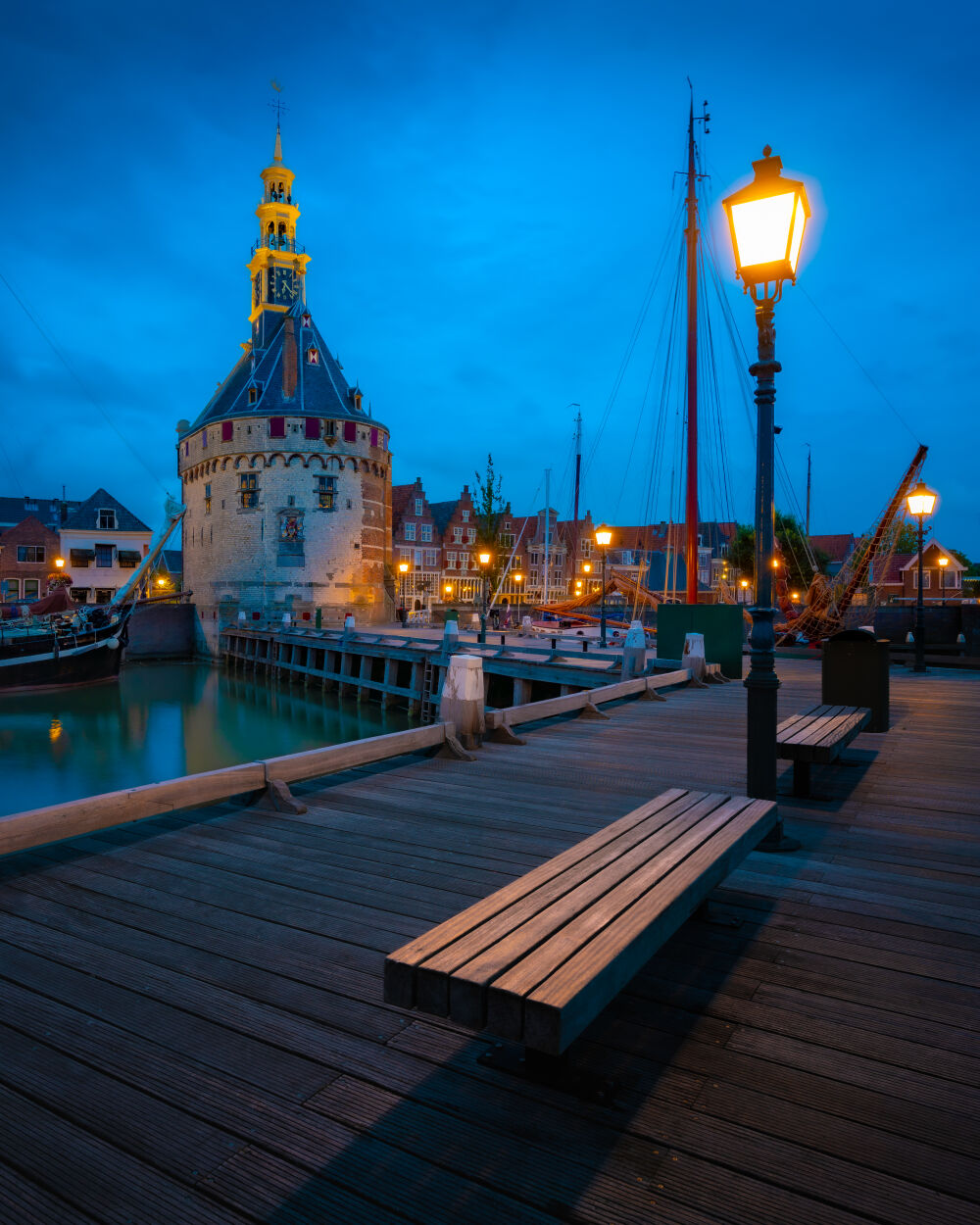 Hoofdtoren, Hoorn, during morning blue hour