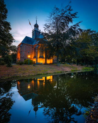 Small church of Egmond at Blue hour