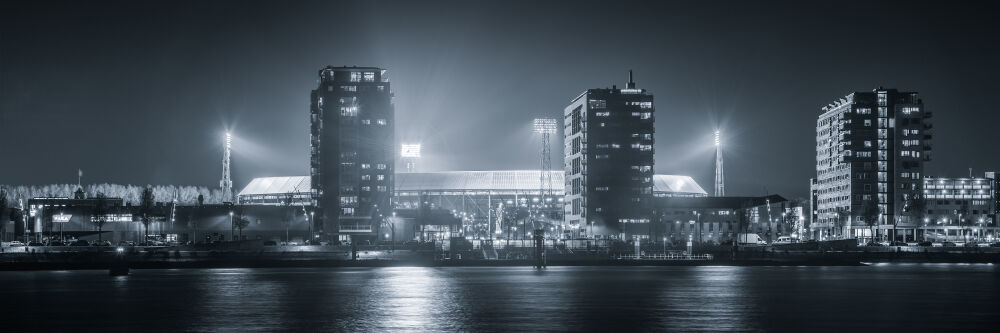 Stadion de Kuip panorama zwart-wit 3:1