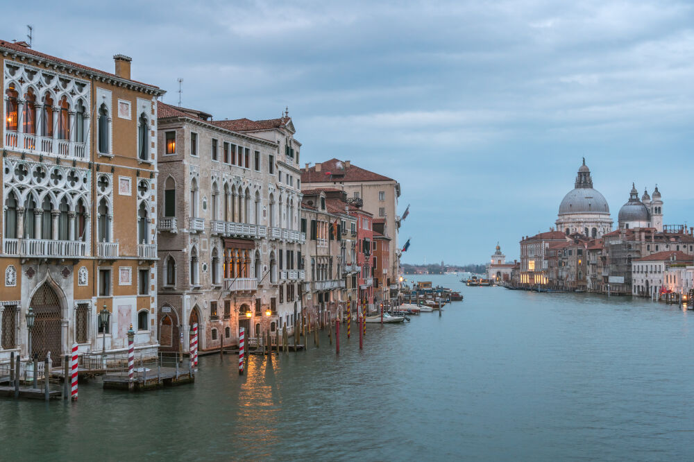 Empty canal of Venice on a gloomy afternoon