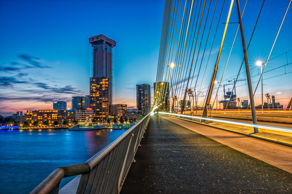 Zonsondergang Erasusbrug Rotterdam