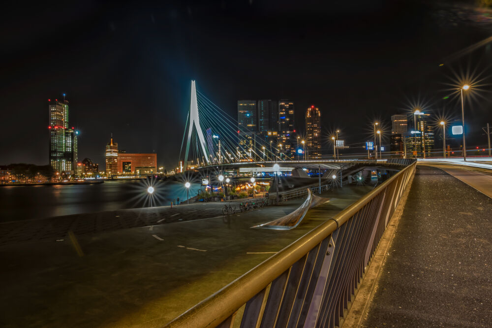 Erasmusbrug Rotterdan vanaf het Beginpunt.