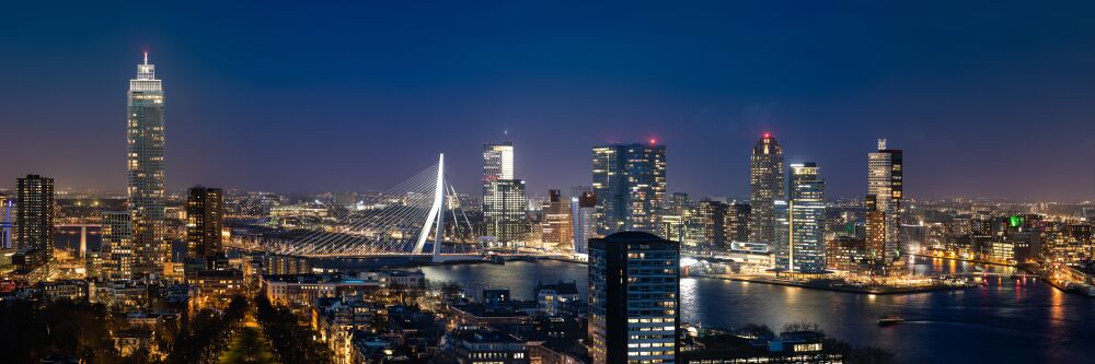 Skyline of Rotterdam by night