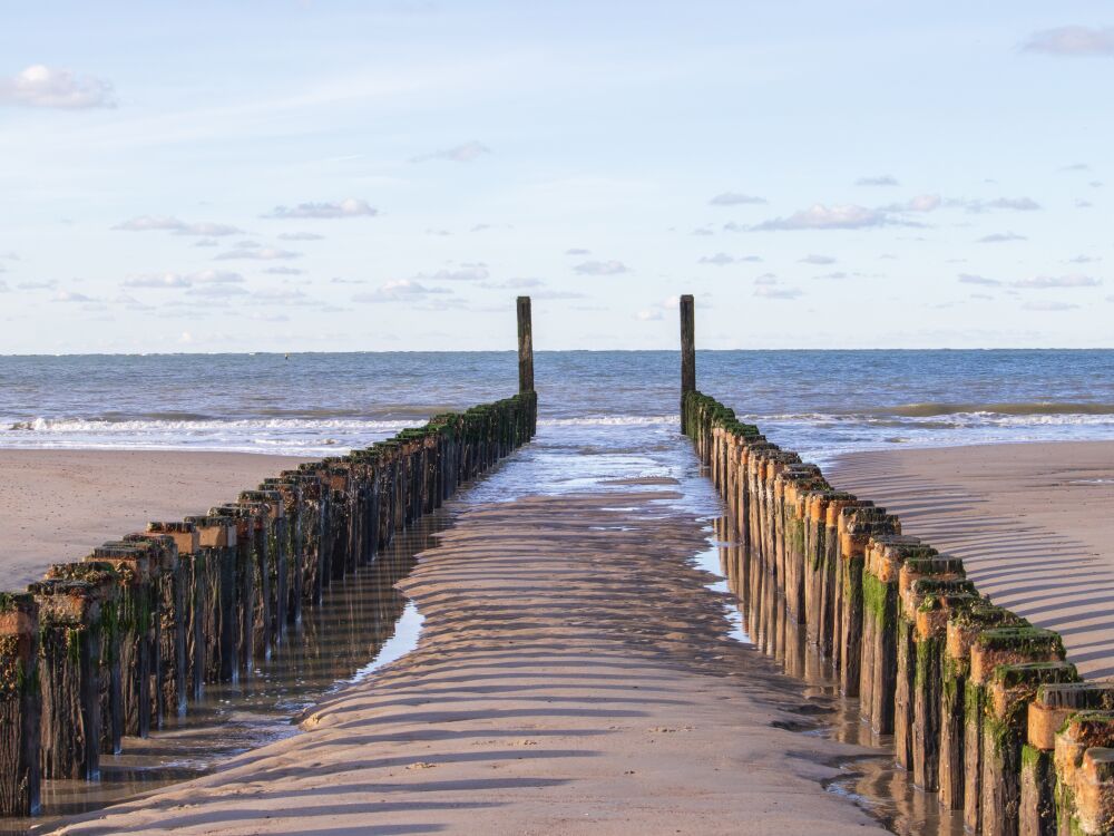 Golfbreker op het strand van Burgh-Haamstede