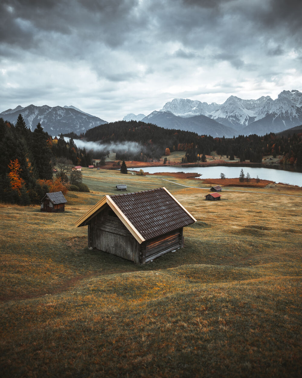 Moody cabin scene