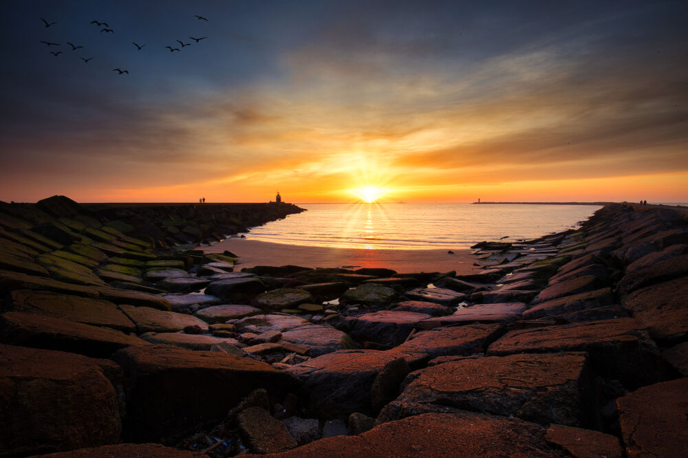 Zonsondergang bij de noordpier