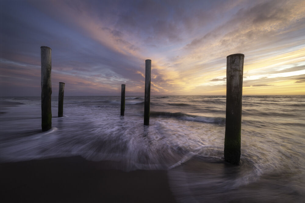 Sunset, beach Petten.