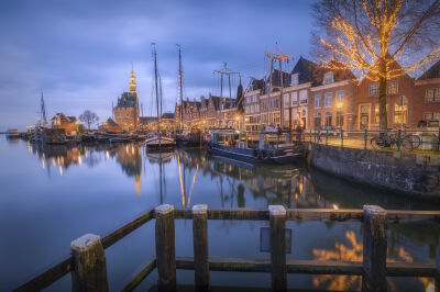 Zicht op de haven van Hoorn