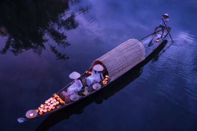 Prayers on the river in Vietnam